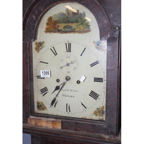 1305 - A 19th century longcase clock with painted dial by Rowell & Son of Oxford