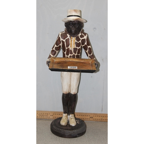 1600 - An antique style painted monkey butler or dumb waiter with tray, approx 55cm tall