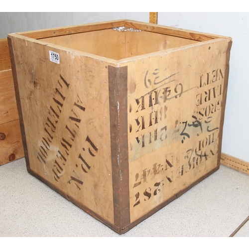 1750 - Painted wooden tool box, tea chest and another crate stamped Hong Kong