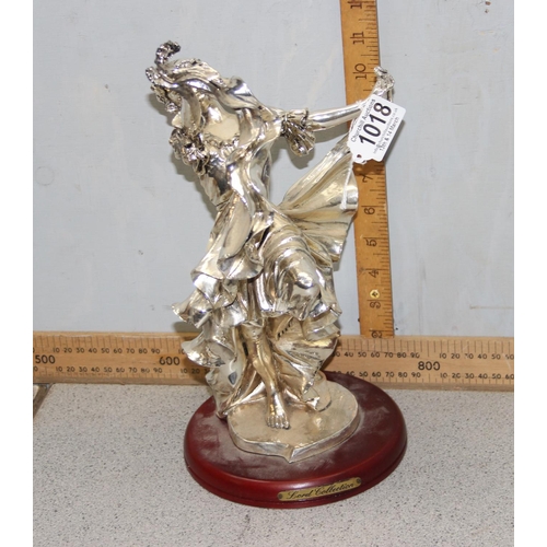 1018 - A large 925 silver plated figure of a dancing lady, approx 33cm tall