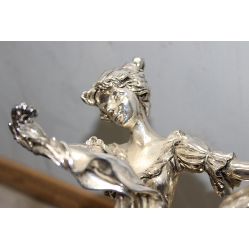 1018 - A large 925 silver plated figure of a dancing lady, approx 33cm tall