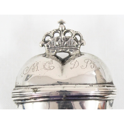 1025 - A late 18th century or early 19th century Scandinavian silver hovedvandsæg (heart shaped spice box) ... 