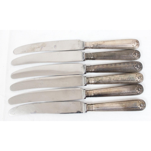 1033 - A set of 6 silver handled dinner knives, Sheffield 1937 by John Biggin