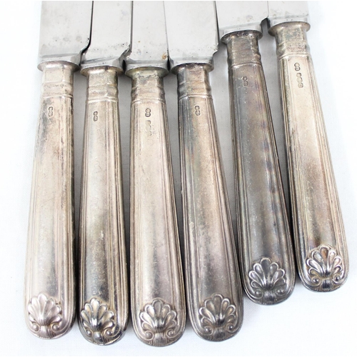 1033 - A set of 6 silver handled dinner knives, Sheffield 1937 by John Biggin