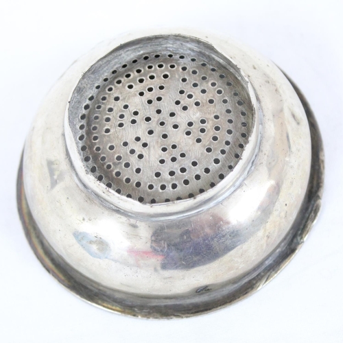 1037 - An 18th century silver strainer likely from a wine funnel, London 1797 by Peter & Ann Bateman, appro... 