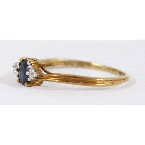 1103 - 9ct gold and sapphire set ring, approx size P, approx 1.36g gross