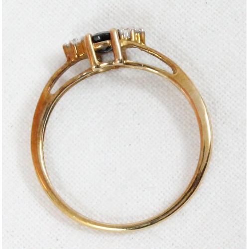 1103 - 9ct gold and sapphire set ring, approx size P, approx 1.36g gross