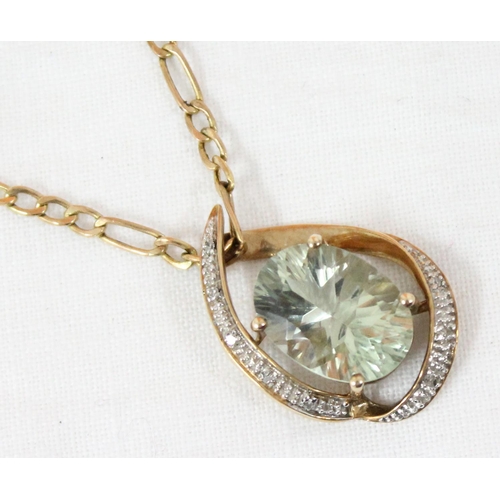 1104 - An Italian 9ct gold white stone pendant on 9ct gold chain, the chain approx 66cm long, approx 6.76g ... 