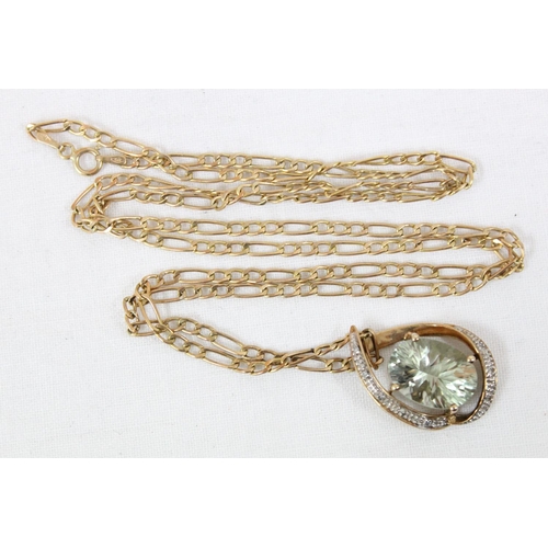 1104 - An Italian 9ct gold white stone pendant on 9ct gold chain, the chain approx 66cm long, approx 6.76g ... 