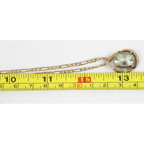 1104 - An Italian 9ct gold white stone pendant on 9ct gold chain, the chain approx 66cm long, approx 6.76g ... 