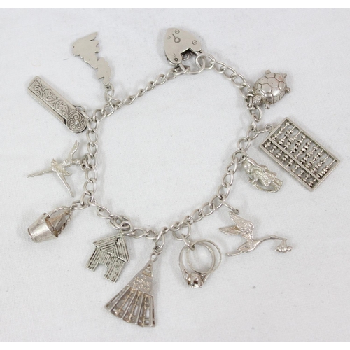 1123 - Qty of assorted silver jewellery to inc 2 silver charm bracelets, all XRF tested silver, approx 52.6... 