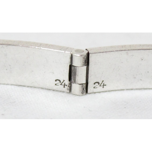 1129 - An unmarked silver and green enamel bracelet marked Gucci, XRF tested as 925 silver, stamped Gucci I... 