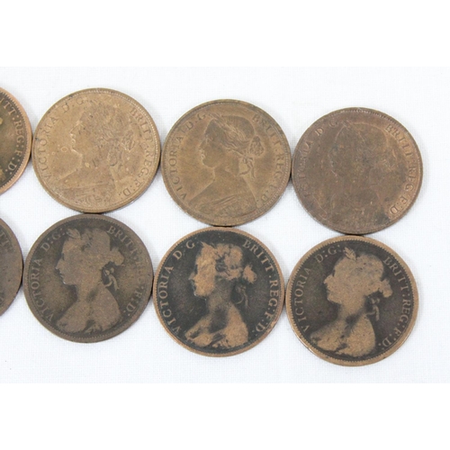 1205 - 10 Queen Victoria copper half penny coins, 1860-1887, some in very nice condition