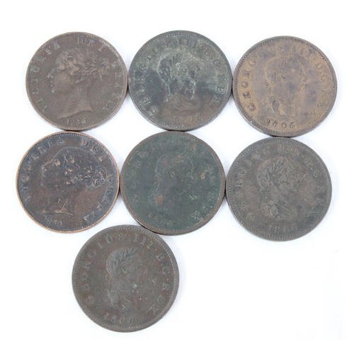 1207 - 7 copper half penny coins, 1806, 1807, 1856 & 1859, some in lovely condition