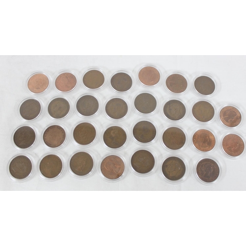 1208 - Qty of assorted capsulated copper half penny coins, 1890-1967, many in fine condition