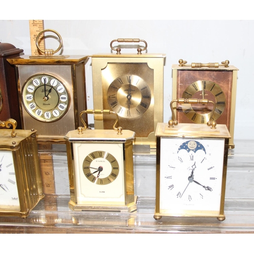 1308 - 14 assorted brass and other carriage clock type clocks