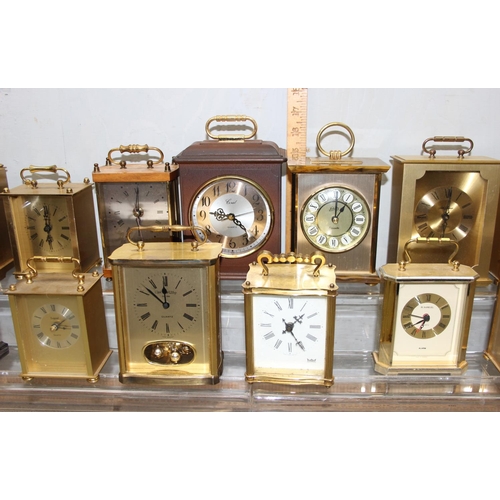 1308 - 14 assorted brass and other carriage clock type clocks