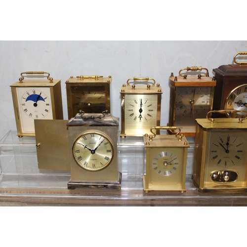 1308 - 14 assorted brass and other carriage clock type clocks