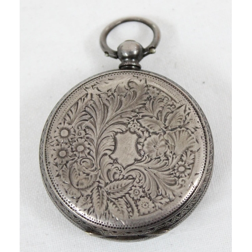 1320 - An antique 0.935 silver cased ladies fob watch