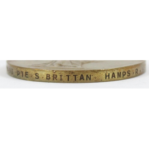 1407 - Pair of WW1 medals named to 45493 Private S Brittan of the Hampshire Regiment