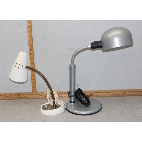 231 - A vintage white desk lamp and a retro style desk lamp with steel finish