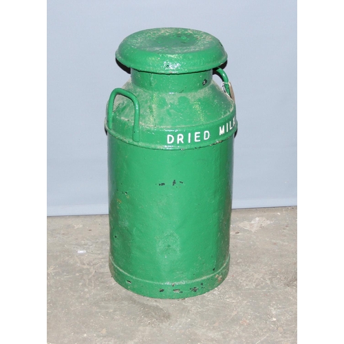 302 - A vintage green painted milk churn, Dried Milk, approx 74cm tall