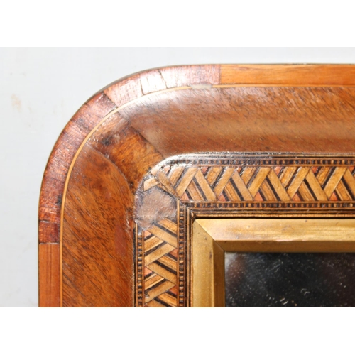 359 - Edwardian wall mirror with inlayed wooden frame