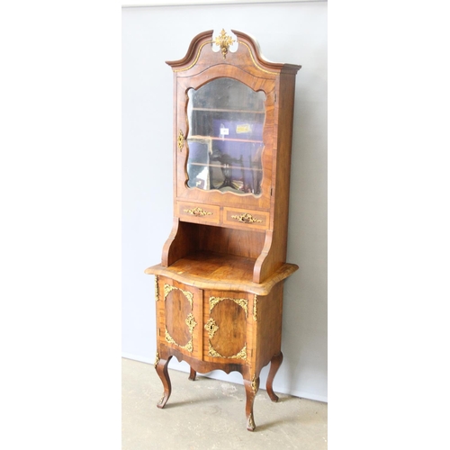 41 - An antique Louis XV style vitrine display cabinet or bookcase, glazed display shelves over 2 small d... 