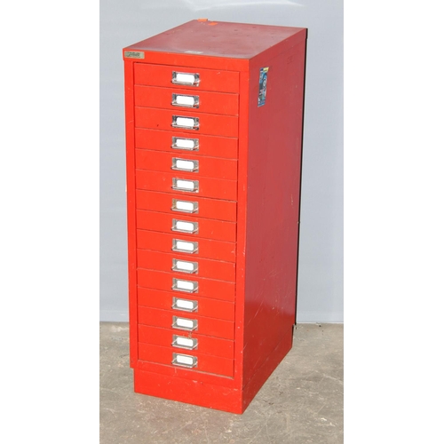 45 - A red 15 drawer Bisley style metal cabinet by Triumph