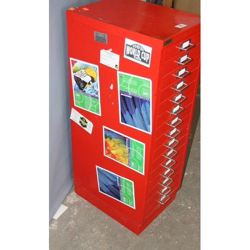 45 - A red 15 drawer Bisley style metal cabinet by Triumph