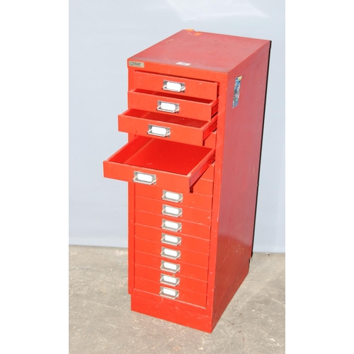 45 - A red 15 drawer Bisley style metal cabinet by Triumph