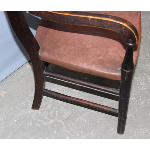 47 - A small antique child's chair with leather seat