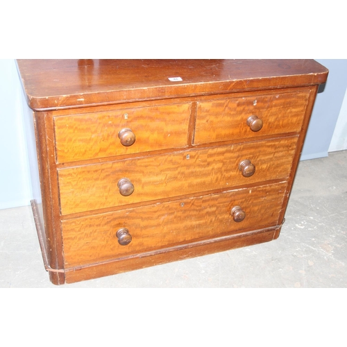 48 - A Victorian mahogany 2 over 2 chest of drawers or dressing chest with mirror, approx 102cm wide