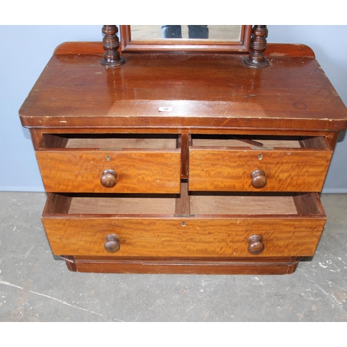 48 - A Victorian mahogany 2 over 2 chest of drawers or dressing chest with mirror, approx 102cm wide