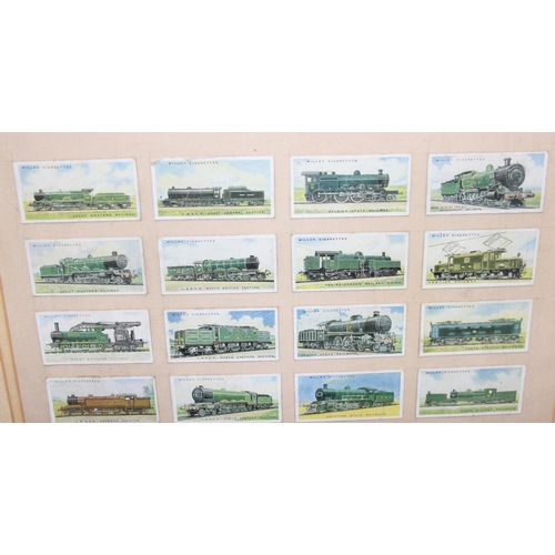 503 - Framed display of Wills train cigarette cards