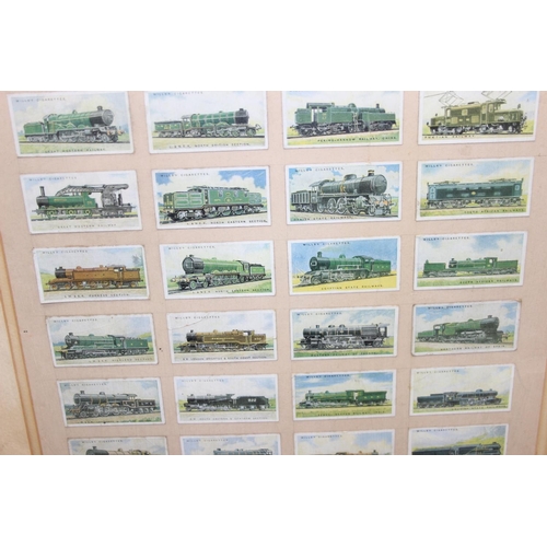 503 - Framed display of Wills train cigarette cards