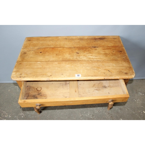 52 - A Victorian pine console table with drawer, approx 92cm wide