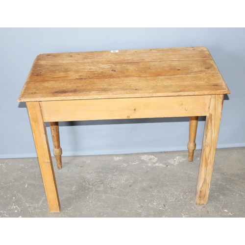 52 - A Victorian pine console table with drawer, approx 92cm wide