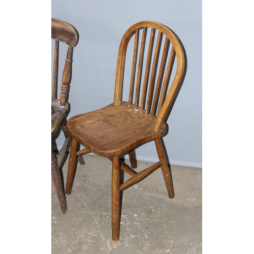 64 - 4 assorted antique and vintage elm seated chairs