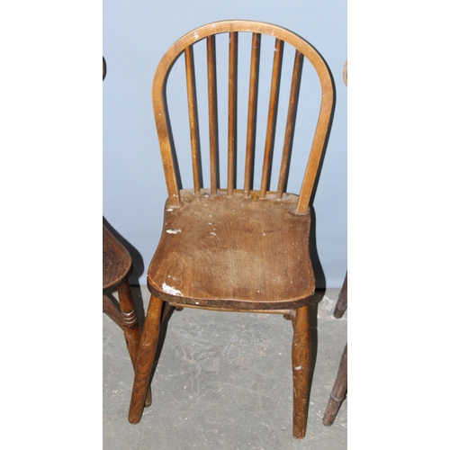 64 - 4 assorted antique and vintage elm seated chairs