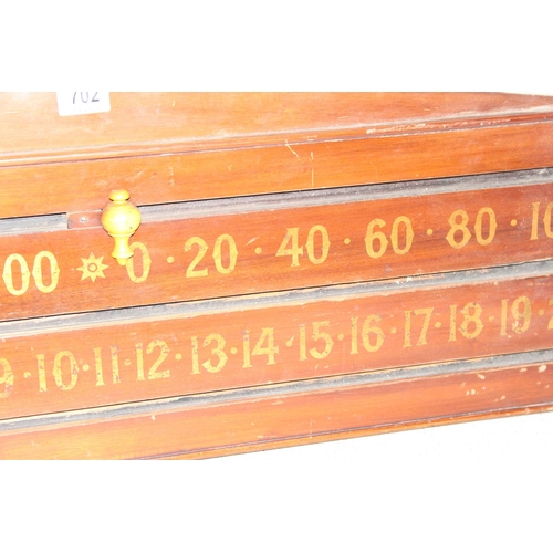 702 - A vintage wooden snooker scoreboard