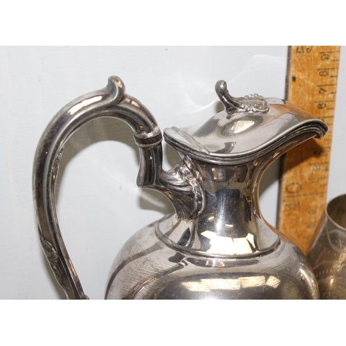 1042 - A set of 6 silver plated goblets and a silver plated jug