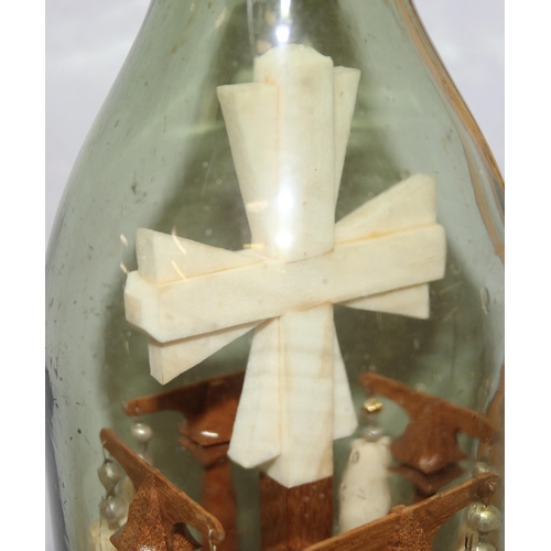 1776 - An unusual religious display in vintage bottle, possibly Prisoner of War work