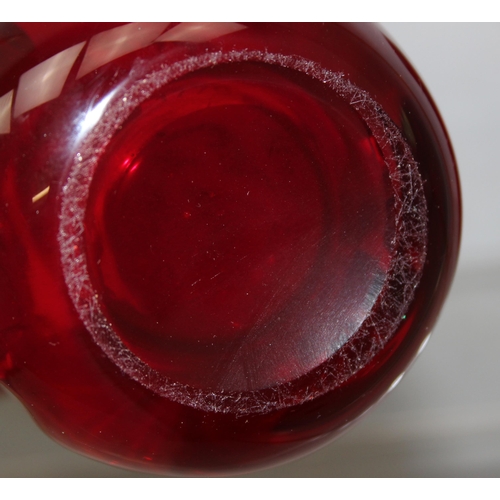 1779 - 2 retro red art glass vases, the largest approx 24cm tall