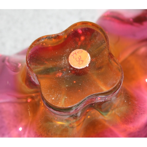 1782 - 2 large pink art glass bowls, likely Italian, the largest approx 26cm wide