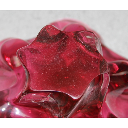 1782 - 2 large pink art glass bowls, likely Italian, the largest approx 26cm wide