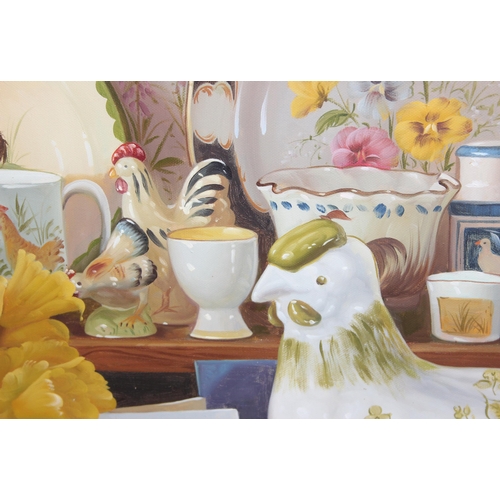 380 - Taylor (XX), Oil on canvas still life of a colourful dresser scene with Easter related decorations, ... 