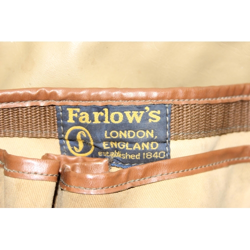 714 - Vintage leather & canvas trout fishing shoulder bag by Farlow's