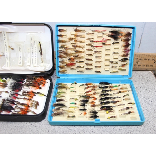 718 - 4 fly boxes all containing mainly nymph pattern trout flies