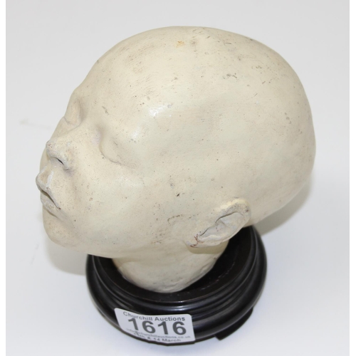 1616 - Plaster cast of a baby's head, possibly a death mask